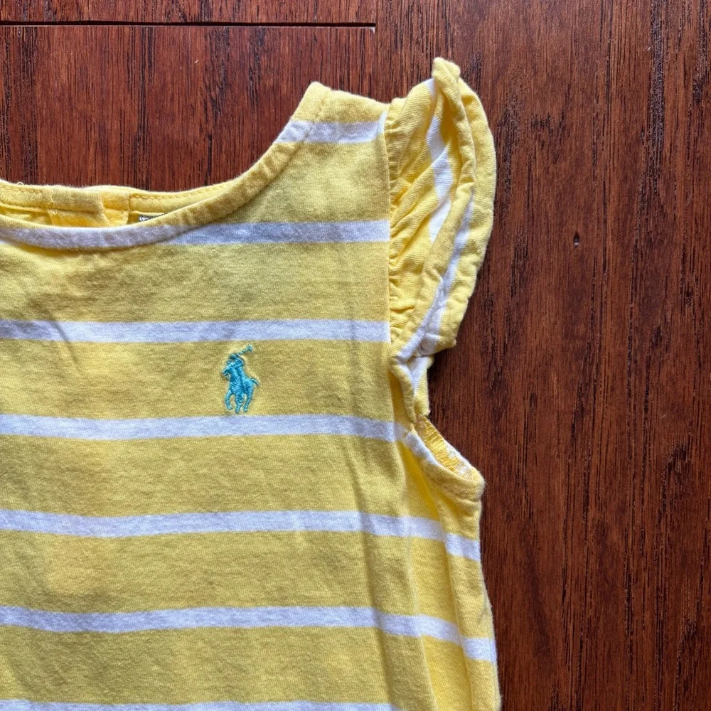 Ralph Lauren Yellow Striped Ruffle Dress | Size 18M